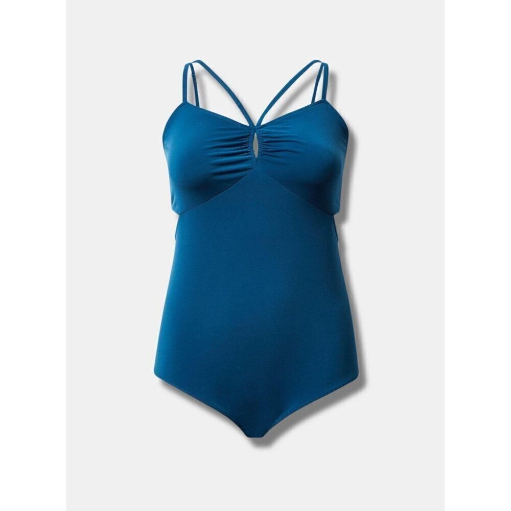 TORRID Studio Knit Sweetheart Strappy Cut Out Bodysuit blue - Picture 2 of 11